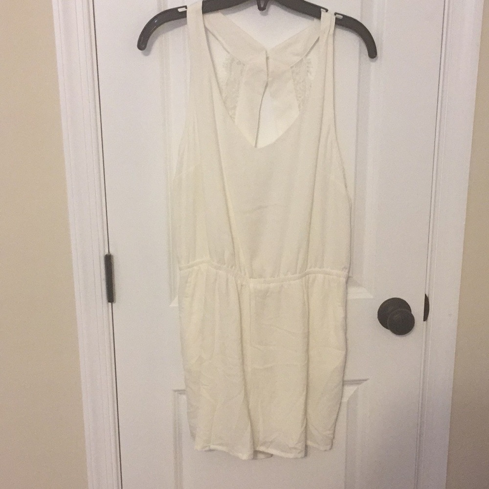 Hm white lace back romper new